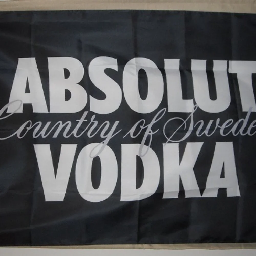 Absolut Vodka Country of Sweden 3'x5' Black Flag Banner alcohol